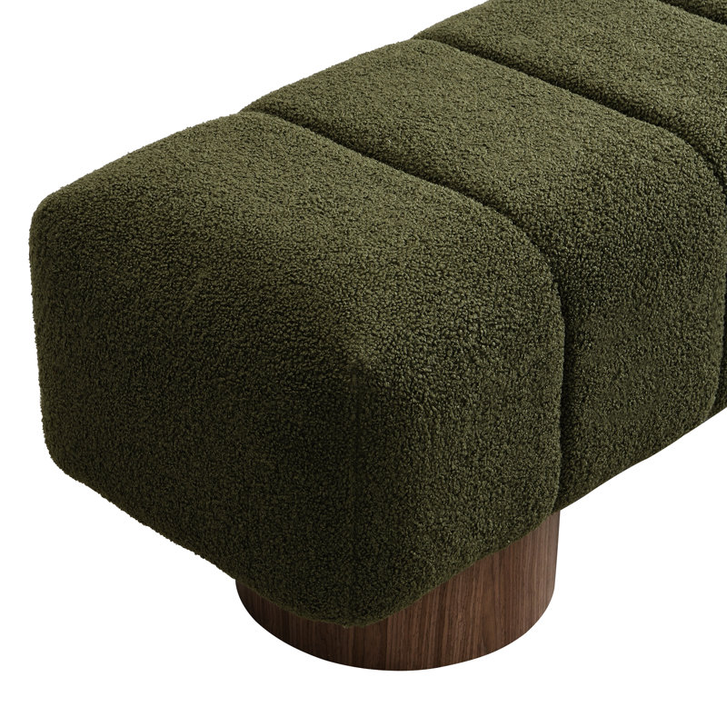 Boucle Fabric Bench, 300 Lbs, No Assembly, Pleasant Seating - Assembly Bench For Living Room And Dining, 11" Foam Core Structure
