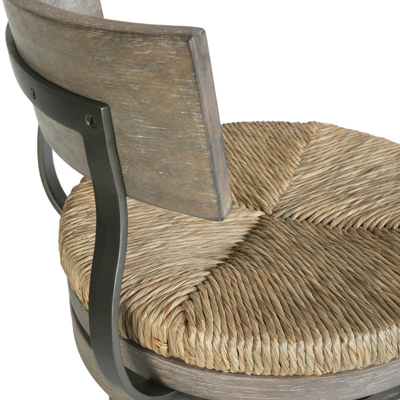 Cathair Swivel Counter Stool with Solid Wood Frame, Bar Stool (31" Seat Height), Reclaimed Gray