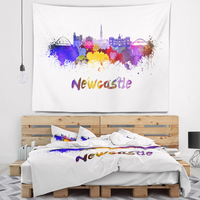 Tapisserie de skyline de newcastle Cityscape, H 68 po x l 80 po