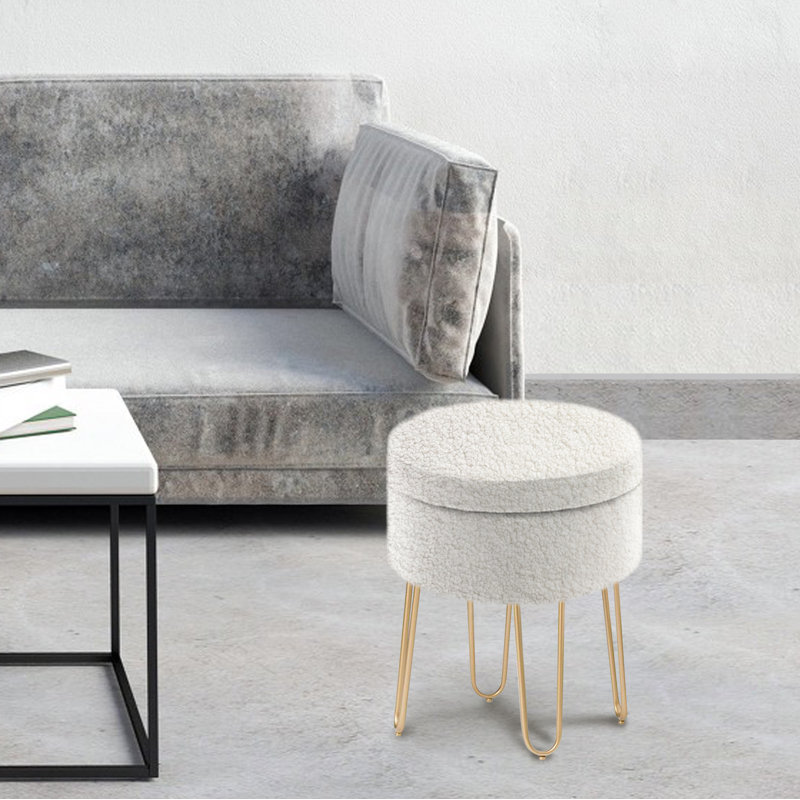 Velvet Ottoman, White
