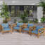 Fauteuils club d'extérieur en bois d'acacia avec coussins (ensemble de 2) - Chaises de conversation résistantes aux intempéries pour patio / jardin-2066711812