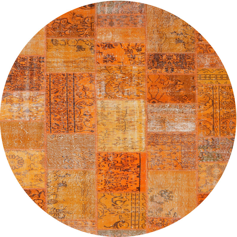 Tapis contemporain jaune, Rond 4 pi