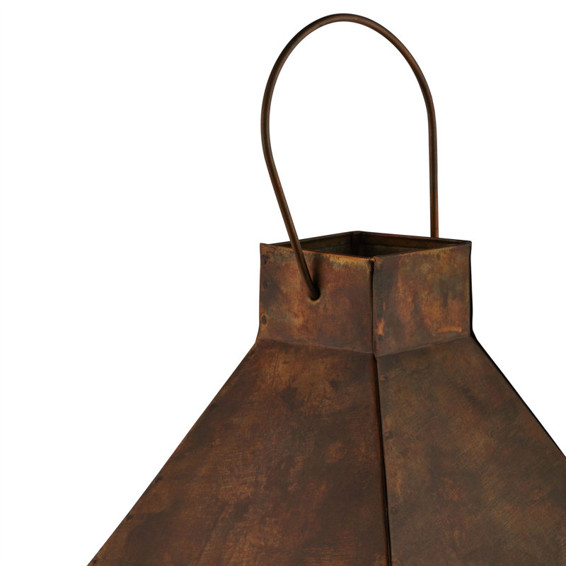 Glass Tabletop Lantern, Brass, 41cm H x 15cm W x 15cm D