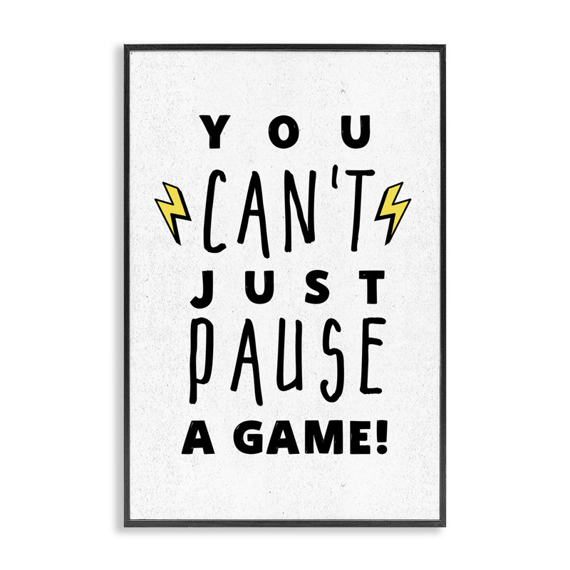 Just Just Pause Game, estampe numérique encadrée par Masey St. Studios, H 18 po x l 12 po, Giclée encadrée noir minuit