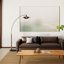 Lampe sur pied à arc 1 lumière Rancho Mirage - 86 po, finition laiton patiné, abat-jour noir mat et feuille d'or, M-121589499