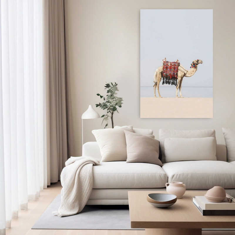 Art contemporain abstrait camel dans le désert, 60" H x 40" W