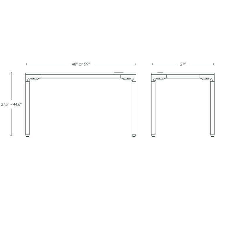 Four Leg Standing Desk, White, Woodgrain, 44.6" H x 48" W x 27" D