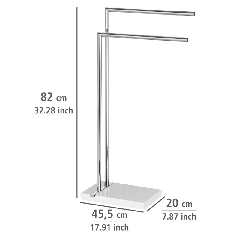 Noble 45.5 cm L 2 - Bar Freestanding Towel Stand, White