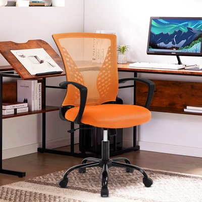 Chaise de bureau Fauteuil de bureau pivotant à dossier moyen Support lombaire réglable Fauteuil de bureau ergonomique en maille avec accoudoirs pour bureau personnel