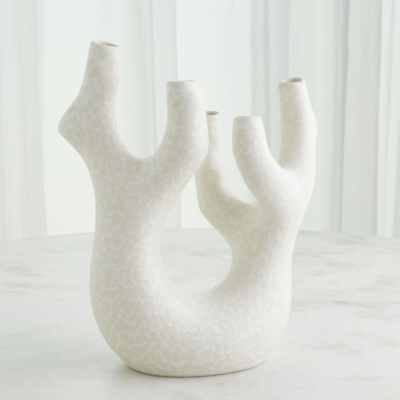 Creation Handmade Earthenware Table Vase, White
