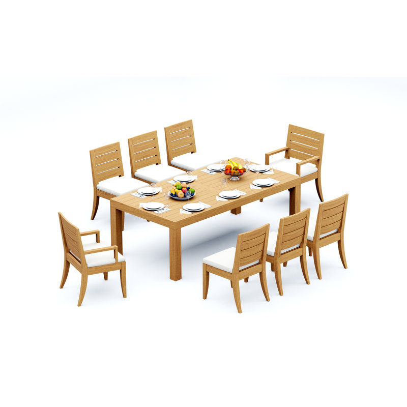 10 Seats 11 Pcs Grade-A Teak Wood Dining Set: 86" Canberra Rectangle Table And 10 Atnas  Chairs (2 Arm & 8 Armless Chairs) #11AT1902