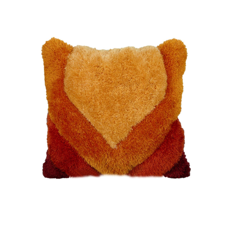 Oreiller à poil long géométrique orange Mateos Collection, 20 po x 20 po