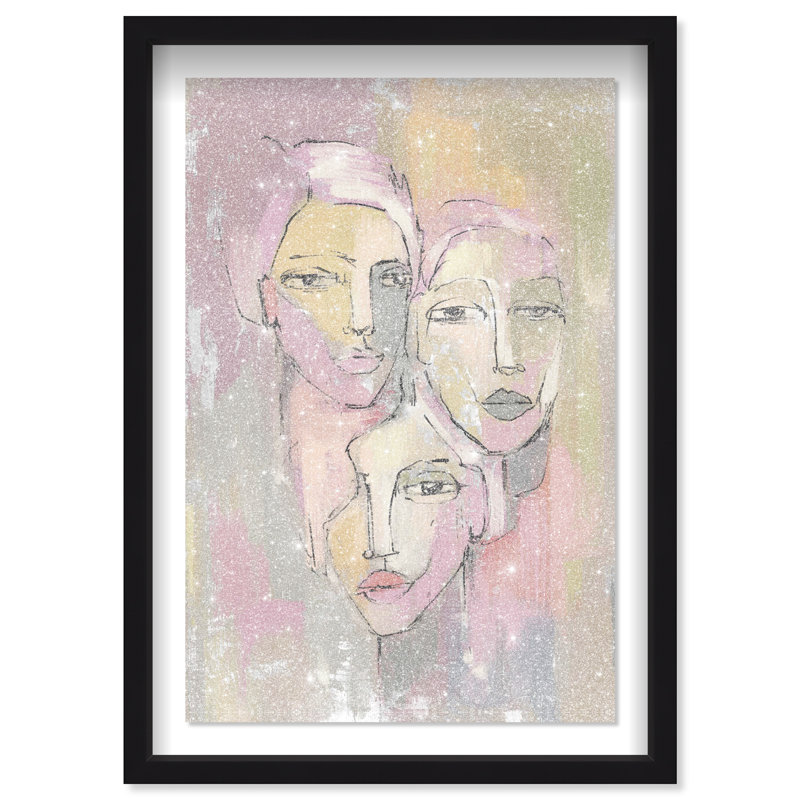 Three Beauties Shadowbox Abstract Print by Oliver Gal, Black Frame, 10 x 15, 25.5"H x 17.5"W, Black Frame