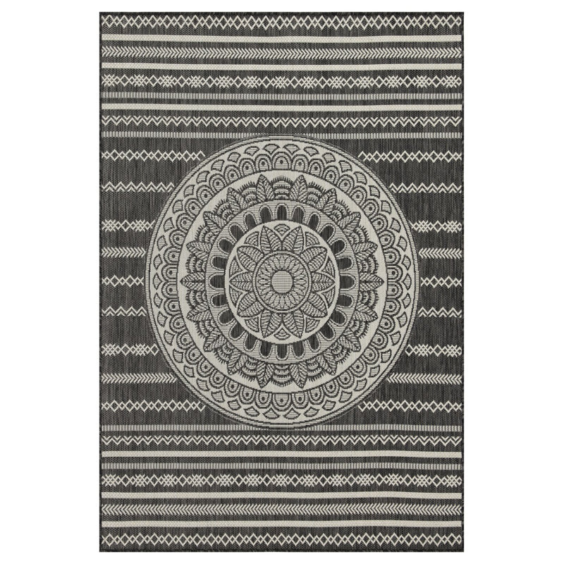 Rayon de soleil anthracite 5 pi 3 po X 7 pi 3 po Tapis intérieur / extérieur