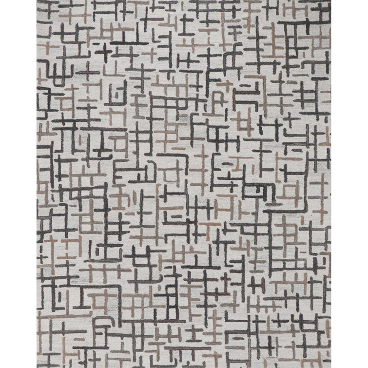Campbell Hand-Tufted Geometric Indoor/Outdoor Rug Gray/White/Charcoal