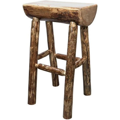 Glacier Country Collection Counter Height Half Log Barstool,