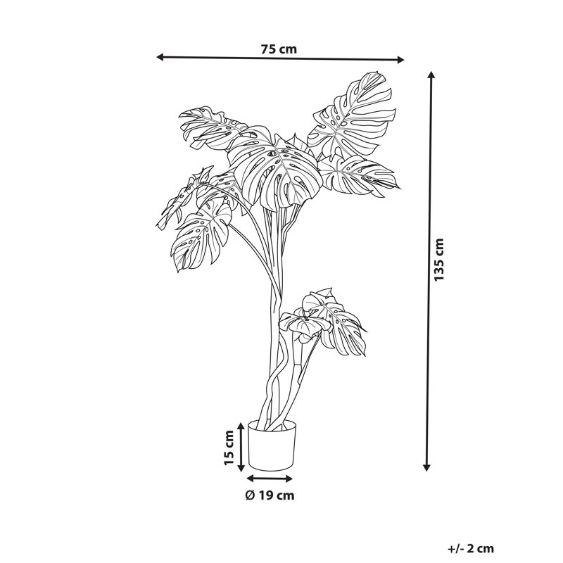 135cm Faux Monstera Deliciosa Tree in Planter