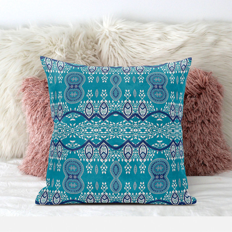Indoor / Outdoor Square Cushion, Aqua, 51cm H x 51cm W