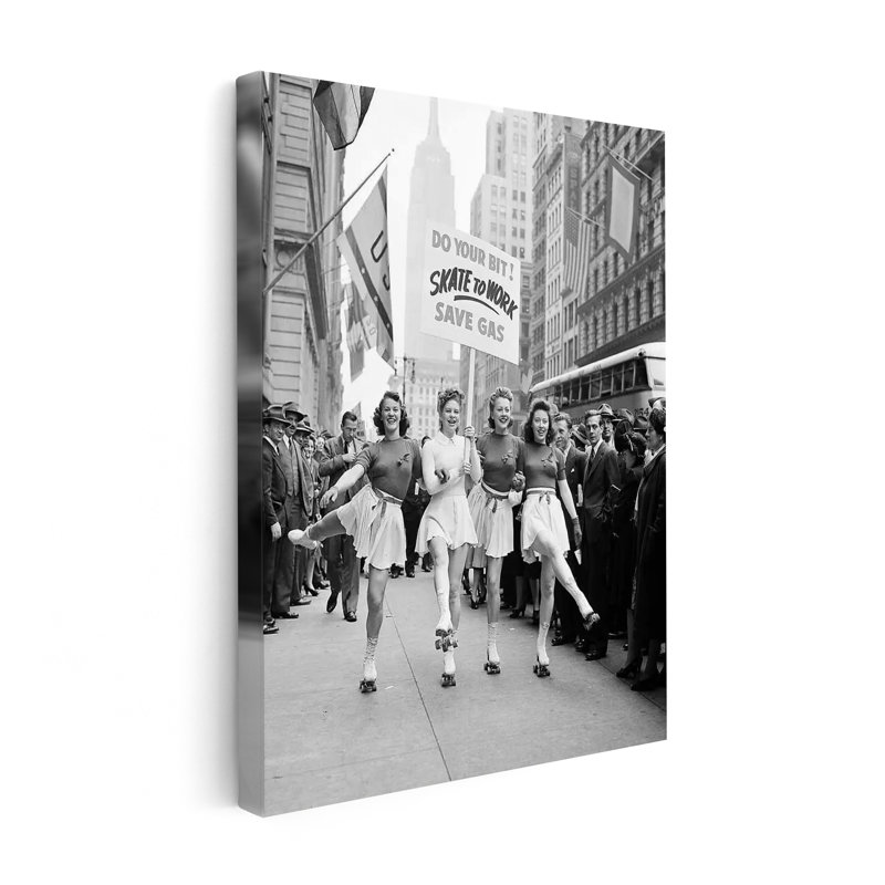 Skate To Work Save Gas, Unframed, Canvas, 12"H x 16"W