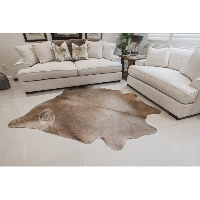 Tapis taupe fait à la main, Nouveauté 6 pi x 7 pi