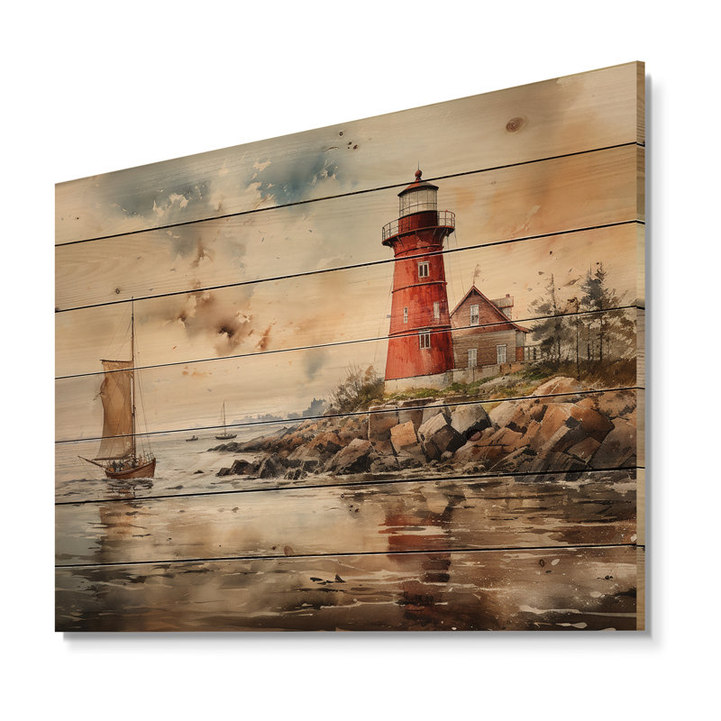 Phare rétro II, impression sur bois, H 24 po x l 32 po x P 0,78 po