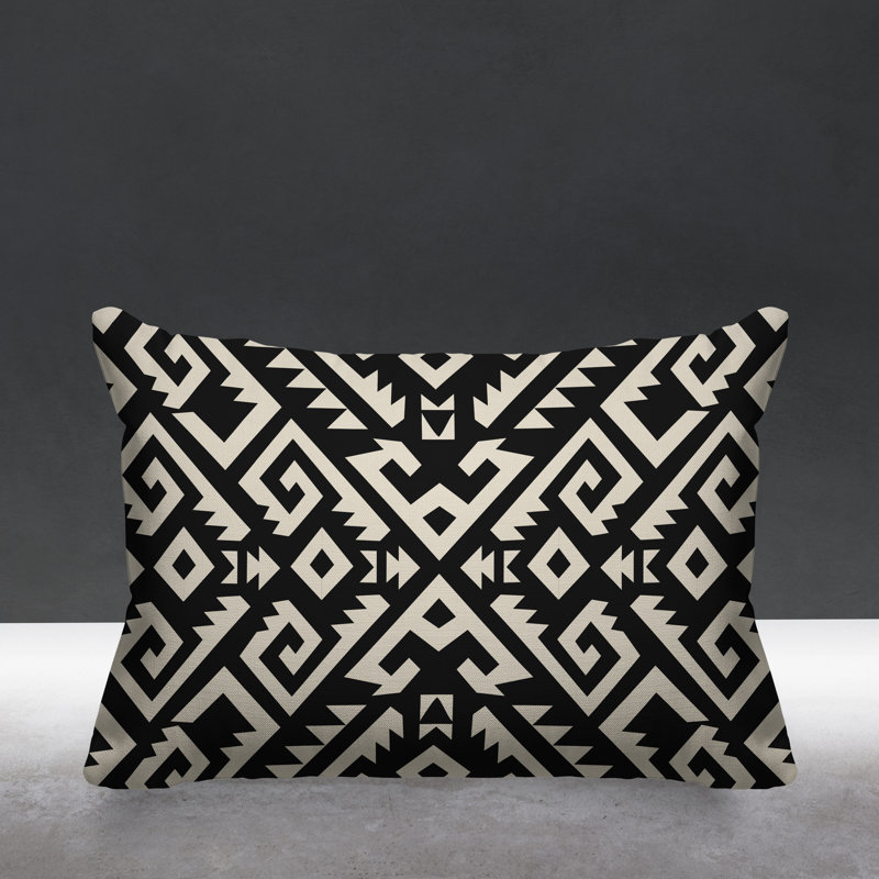 Coussin intérieur / extérieur Chitto Southwestern, Noir