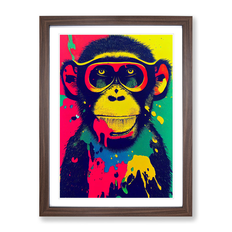 XV1022-3345X Painted Monkey No.2 Abstract - Single Picture Frame Painting, 34cm H x 25cm W x 2cm D, Walnut