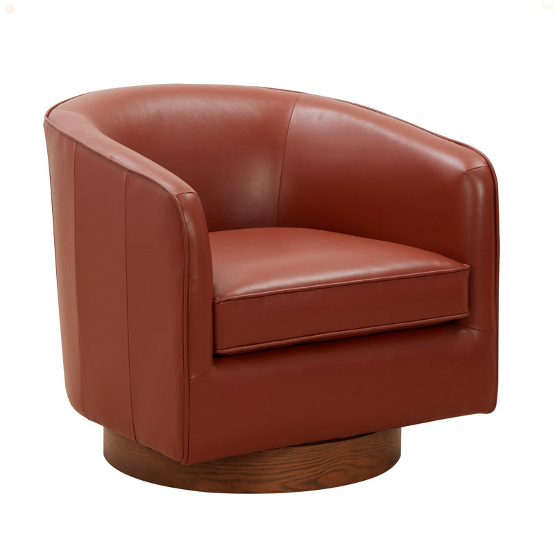 Chaise pivotante en cuir et cuir Tessa, Caramel