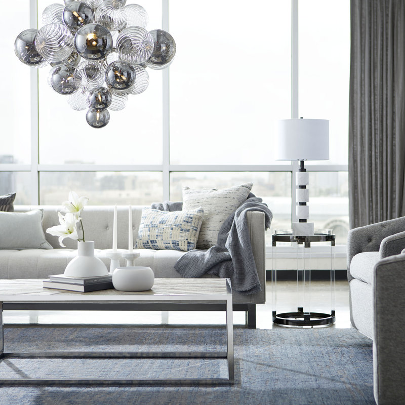 Contemporary Swivel Accent Chair in Sophisticated Gray with Wood Base