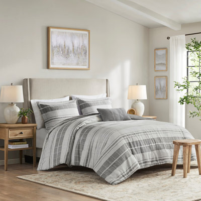 Ensemble d'édredon à rayures 4 pièces avec coussin décoratif Naxos
