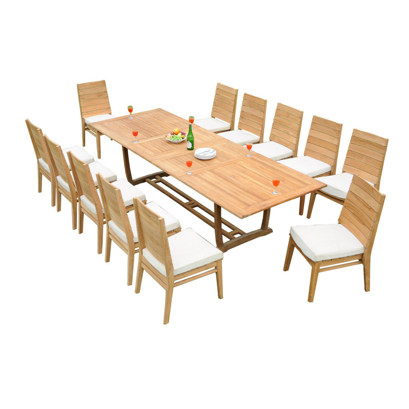 Charleston Outdoor 13 - Piece Teak Dining Set