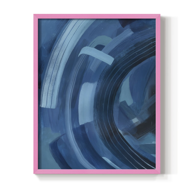 «Blue Sighs II», reproduction encadrée - bois massif, H 11 po x l 9 po, Encadré rose