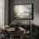 «Serene Swan Lake Soft Cloudy Sky Nature Landscape», reproduction d'art encadrée