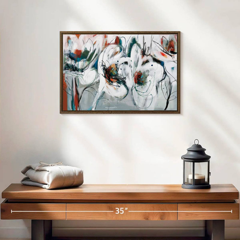 Danse d'hiver, 13 po x 9 po, Cadre flottant noyer