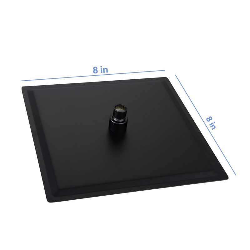 8" Square Rainfall Shower Head, Wall/Ceiling Mounted, Matte Black