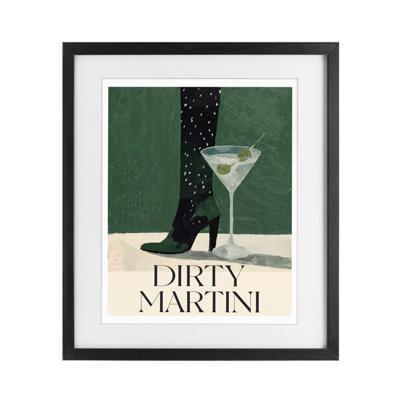 «Dirty Martini Stylish Heel», reproduction d'art encadrée sous verre, H 16 po x l 13 po, Cadre noir minuit