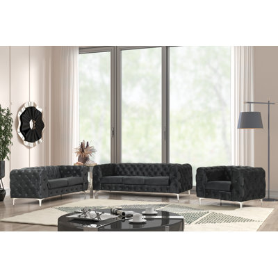 Godeus 3 - Piece Velvet Living Room Set