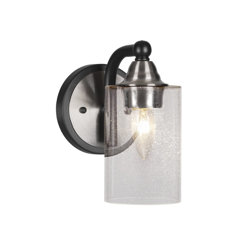 Applique murale 1 lumière Achen, Noir mat / nickel brossé
