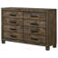 Commode 8 tiroirs rustique brun doré