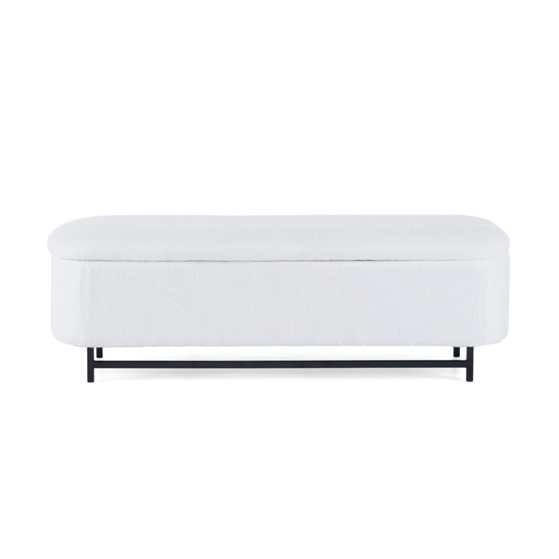 Elegant Ottoman With Spacious Storage Function, White