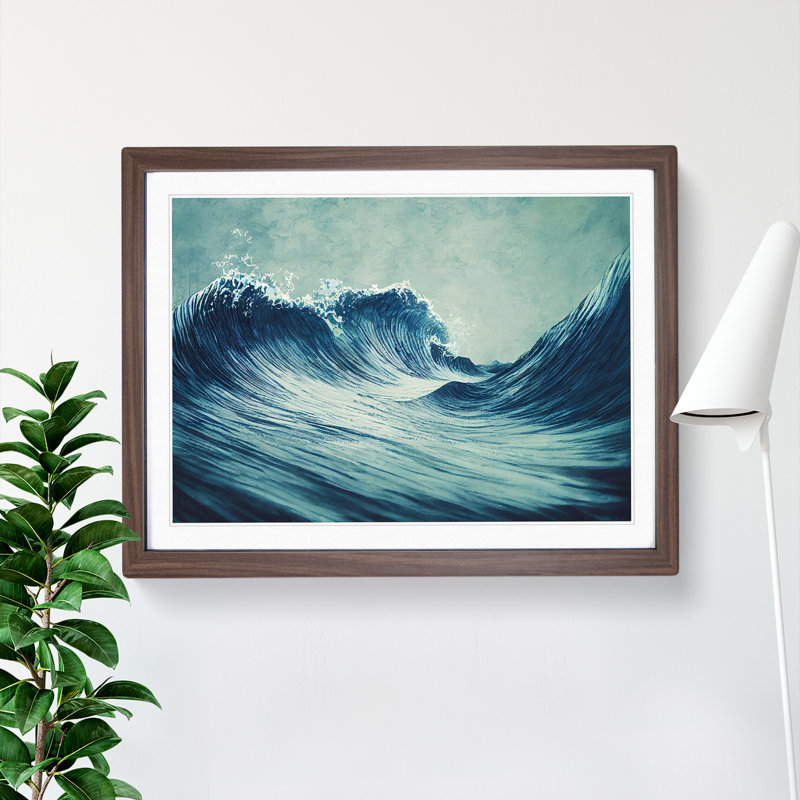Evolving Japanese Wave - Framed Print, 34cm H x 46cm W x 2cm D, Walnut