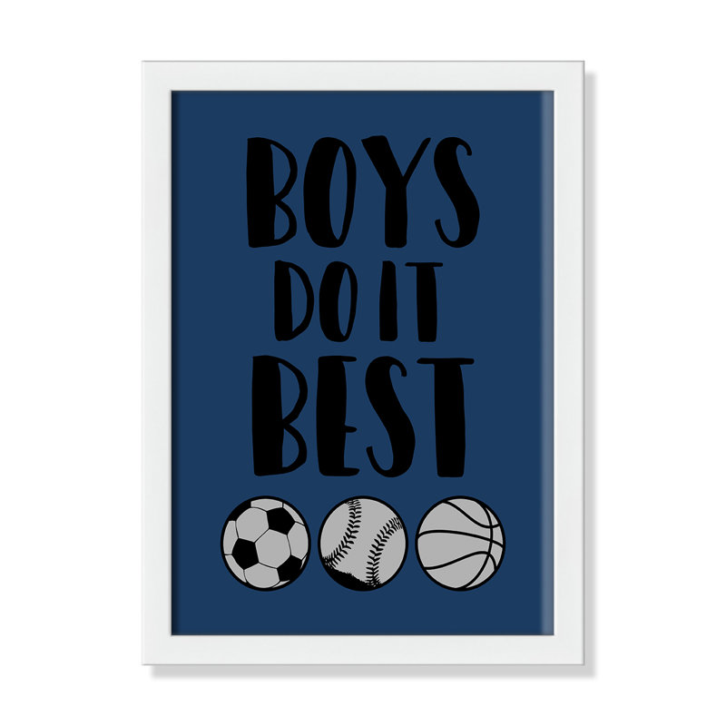 «Boy Do It», art encadré, H 15 po x l 11 po x P 1,18 po, Cadre blanc