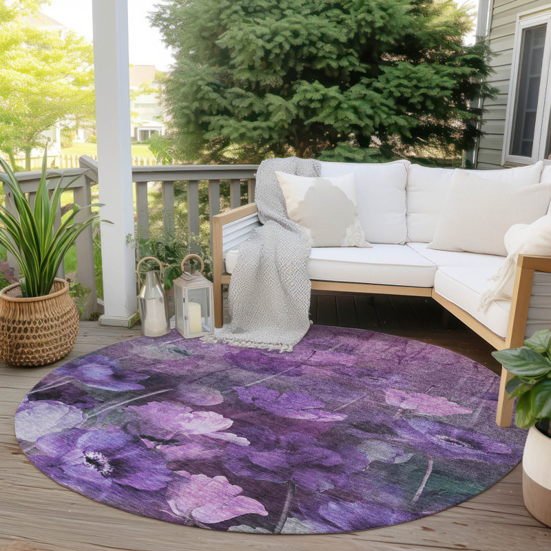 Khiri Floral Indoor / Outdoor Rug, Round 8'