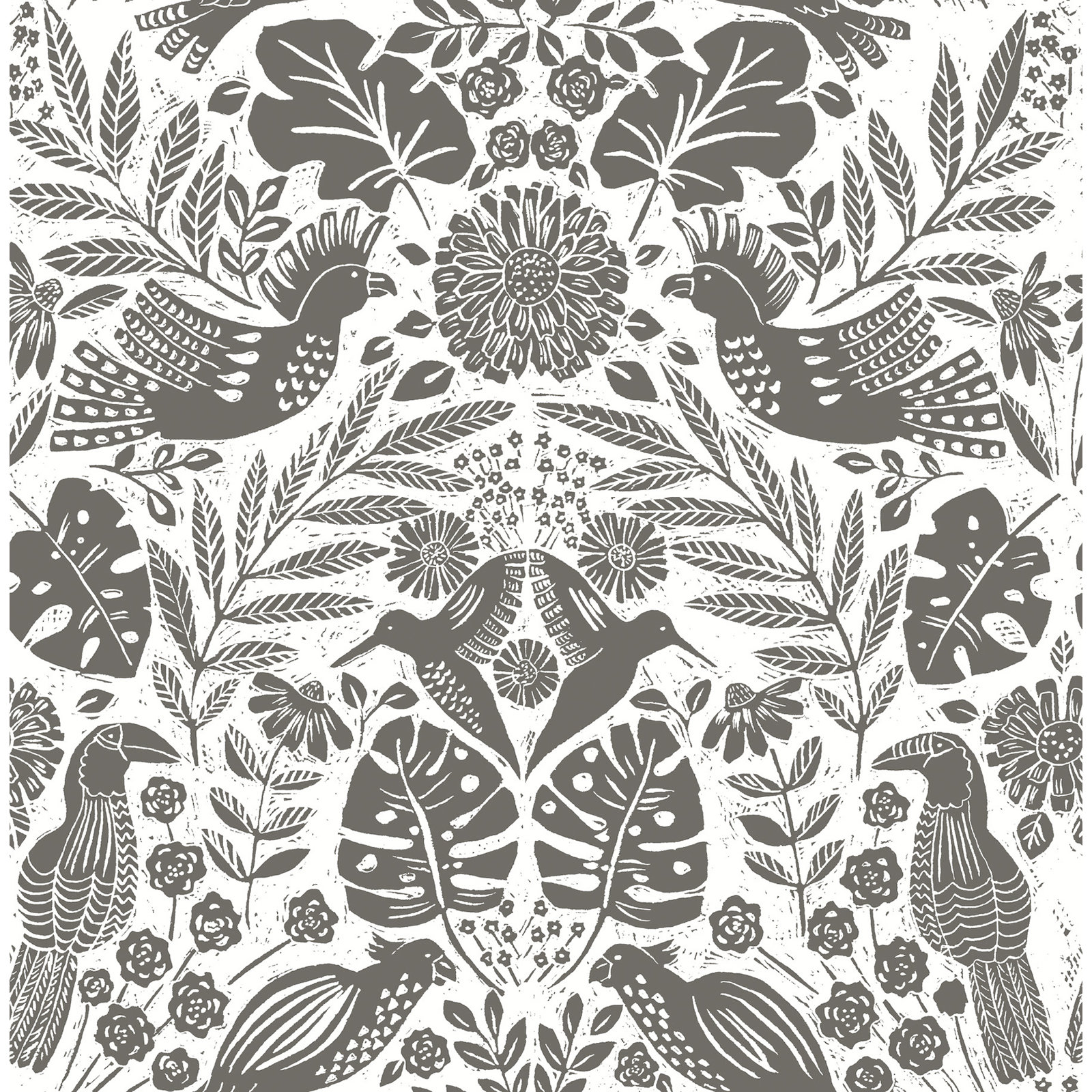 Pomona Floral Wallpaper, Charcoal Gray