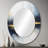 Blue And Yellow Marble Storm IV - Abstract Oval Decorative Mirror On Metal-835472082