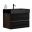 Meuble-lavabo de salle de bain de 76 cm (30 po) avec design suspendu, lavabo noir mat, tiroirs à fermeture amortie, esthétique du milieu du siècle, panneaux de qualité E1, laque E0, fermeture garantie 50 000 fois, style moderne, lavabo monobloc.