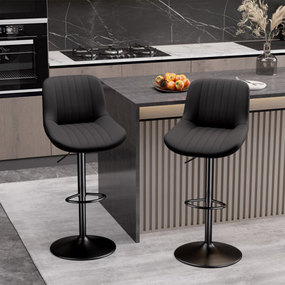 Tabourets de bar pivotants réglables avec dossier - Chaises à hauteur de comptoir en tissu Tech avec repose-pieds, rotation à 360 °, pour îlot de cuisine, bar ou salle à manger, capacité de 300 lb