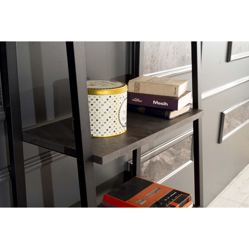 Rangement pour bibliothèque 5 niveaux Leon, Gris