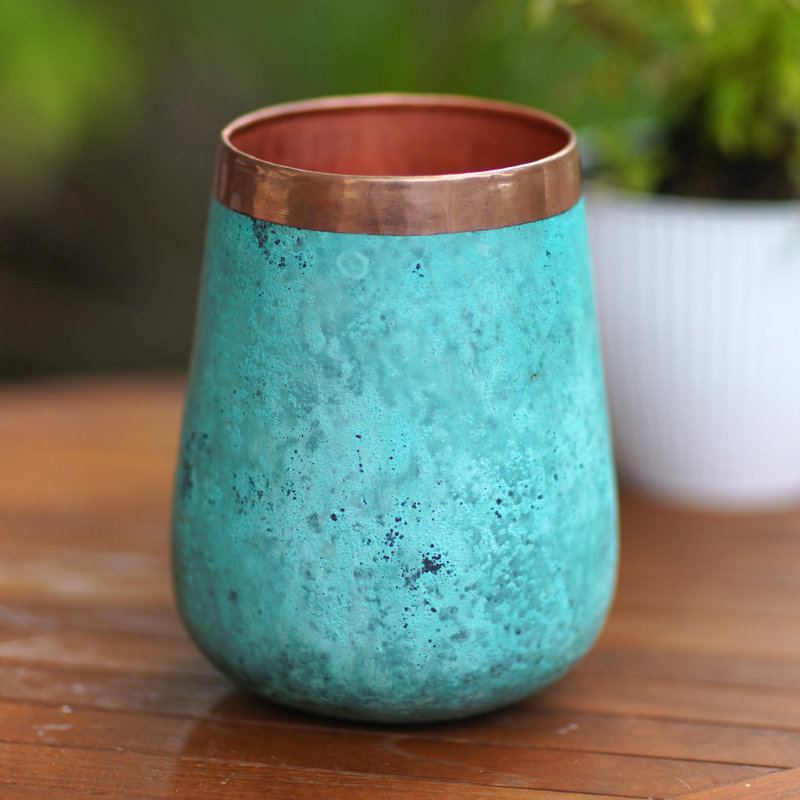Handmade Copper Table Vase, 6.75" H x 5" W x 5" D