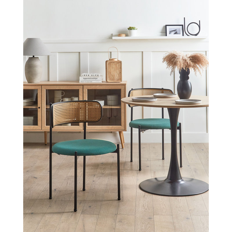 Andover 39cm H Polyester Upholstered Full Back Side Chair in Green